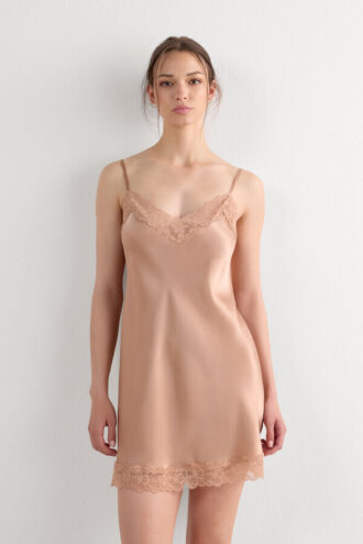 Silk Slip with Lace Insert Detail