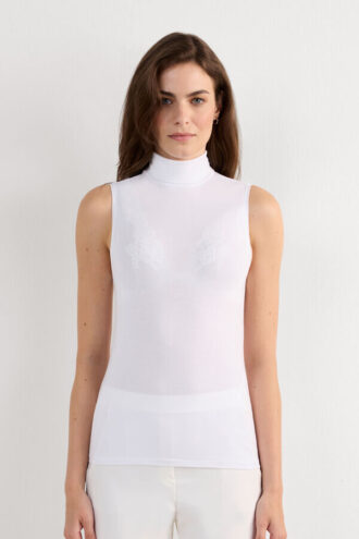 Sleeveless Turtleneck Micromodal Shirt