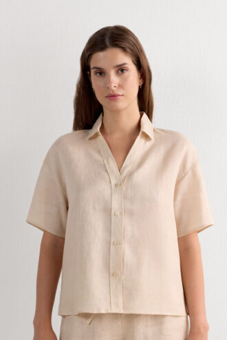 The Pure Linen Short Sleeve Shirt in Linen Fabric