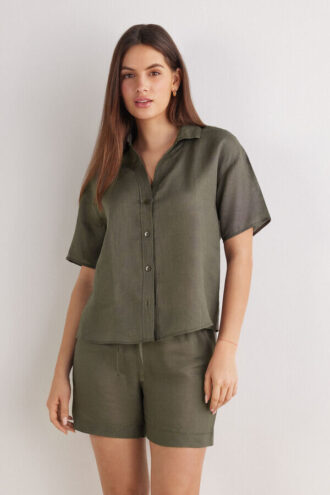 The Pure Linen Short Sleeve Shirt in Linen Fabric