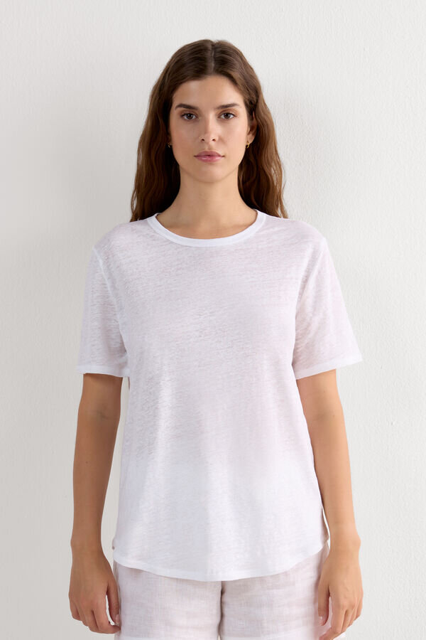 The Pure Linen Short Sleeve Top in Linen The Pure Linen Short Sleeve Top in Linen