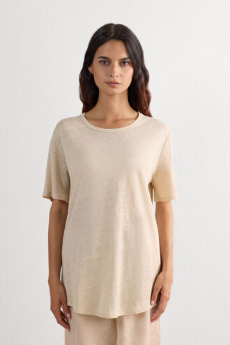 The Pure Linen Short Sleeve Top in Linen