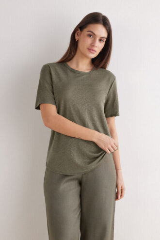The Pure Linen Short Sleeve Top in Linen