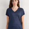 The Pure Linen Short Sleeve V-Neck Top in Linen The Pure Linen Short Sleeve V-Neck Top in Linen