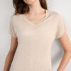 The Pure Linen Short Sleeve V-Neck Top in Linen The Pure Linen Short Sleeve V-Neck Top in Linen