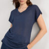 The Pure Linen Short Sleeve V-Neck Top in Linen The Pure Linen Short Sleeve V-Neck Top in Linen
