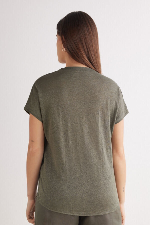 The Pure Linen Short Sleeve V-Neck Top in Linen The Pure Linen Short Sleeve V-Neck Top in Linen