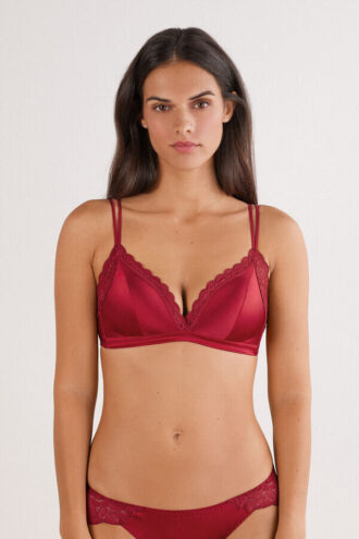 Tiziana Wireless Plunge Triangle Bra in Silk and Lace
