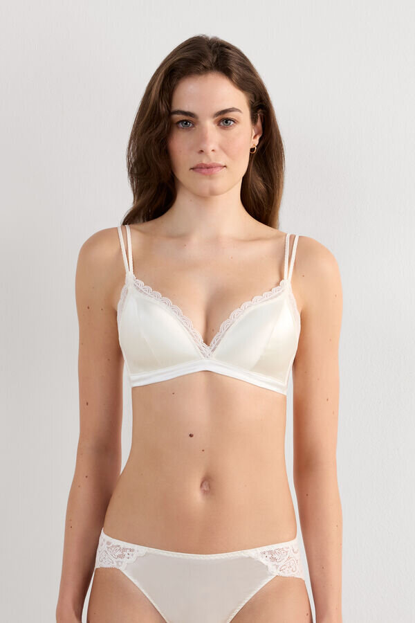 Tiziana Wireless Plunge Triangle Bra in Silk and Lace Tiziana Wireless Plunge Triangle Bra in Silk and Lace