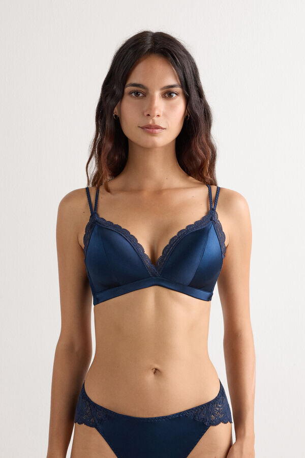 Tiziana Wireless Plunge Triangle Bra in Silk and Lace Tiziana Wireless Plunge Triangle Bra in Silk and Lace