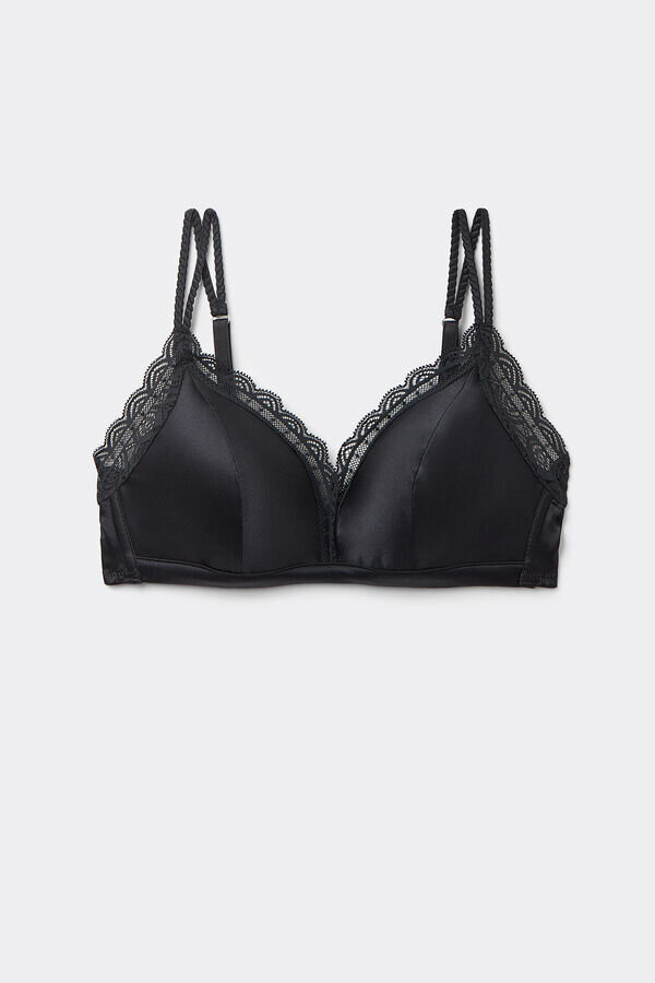 Tiziana Wireless Plunge Triangle Bra in Silk and Lace Tiziana Wireless Plunge Triangle Bra in Silk and Lace