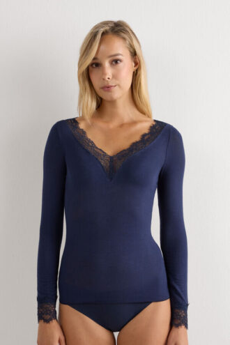 Ultralight Cashmere Lace Long Sleeve Shirt