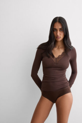 Ultralight Cashmere Lace Long Sleeve Shirt