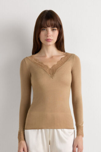 Ultralight Cashmere Lace Long Sleeve Shirt