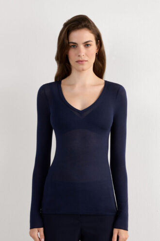 V-Neck Top in Modal Ultralight with Cashmere