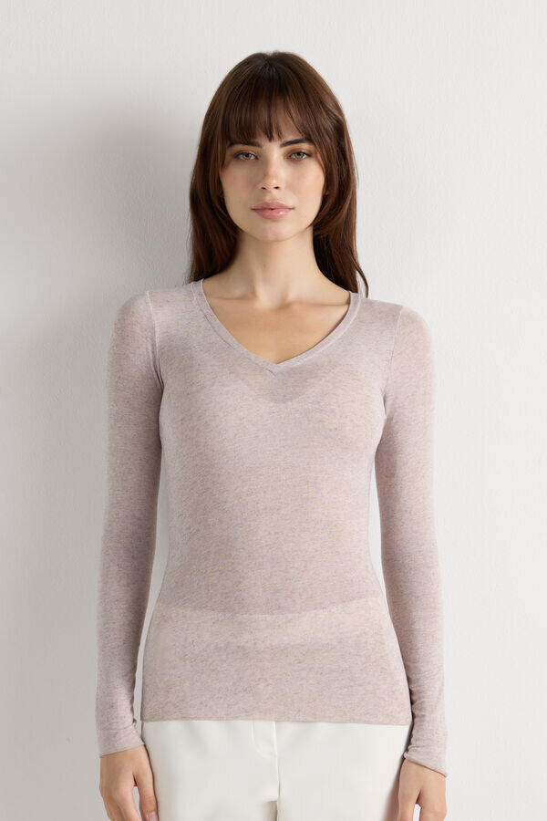 V-Neck Top in Modal Ultralight with Cashmere V-Neck Top in Modal Ultralight with Cashmere